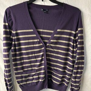 GAP-Purple and gray striped cardigan-XL